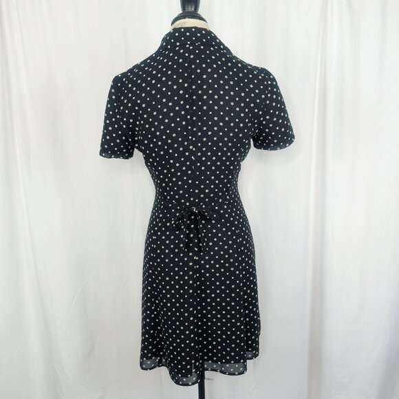 Vintage 90s Ann Taylor Dress 4 Small Polka Dot Black Gray Grunge - Picture 5 of 9